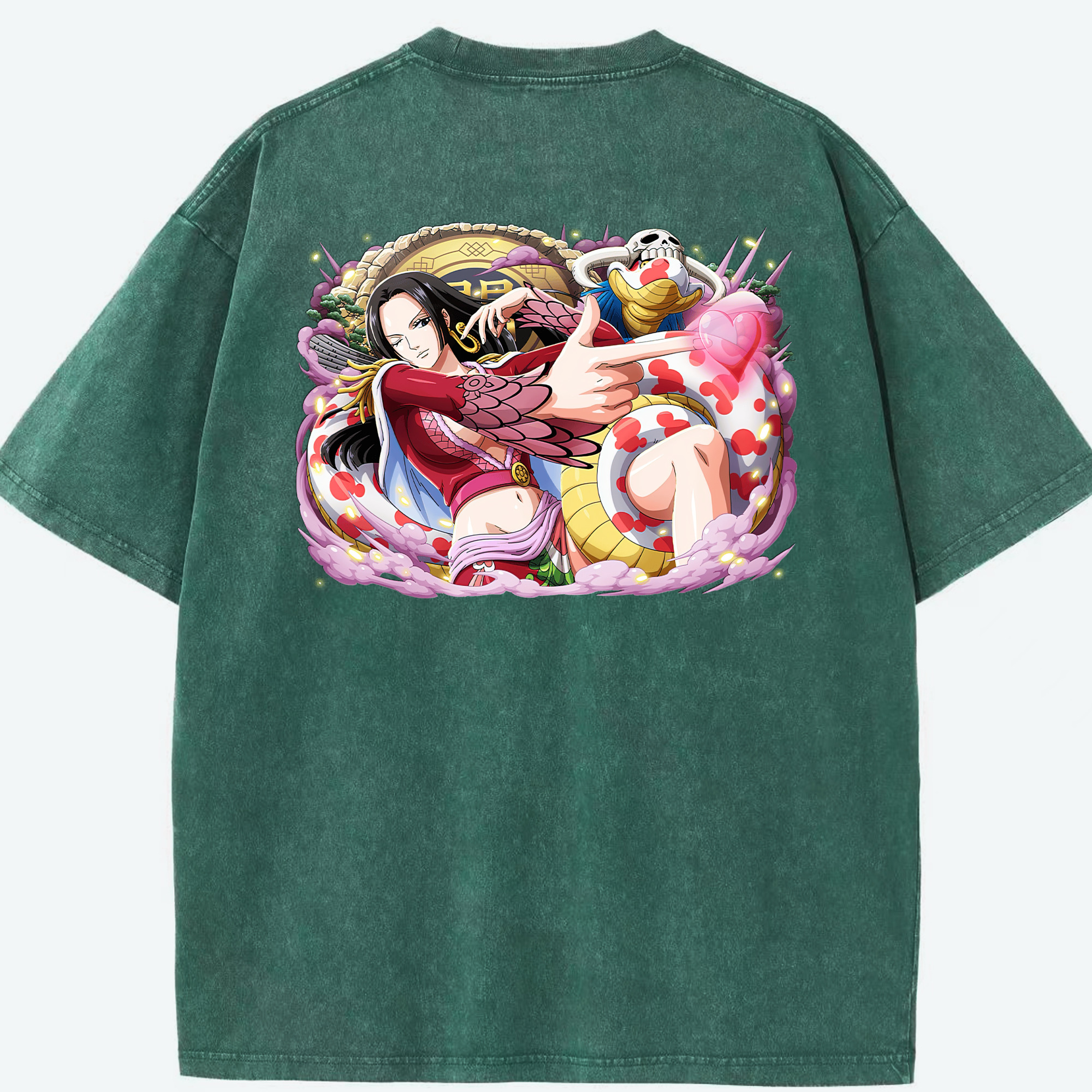 ワンピース ボア・ハンコック ONE PIECE Boa·Hancock 綿100% ヴィンテージ風 半袖Tシャツ（背面プリント）